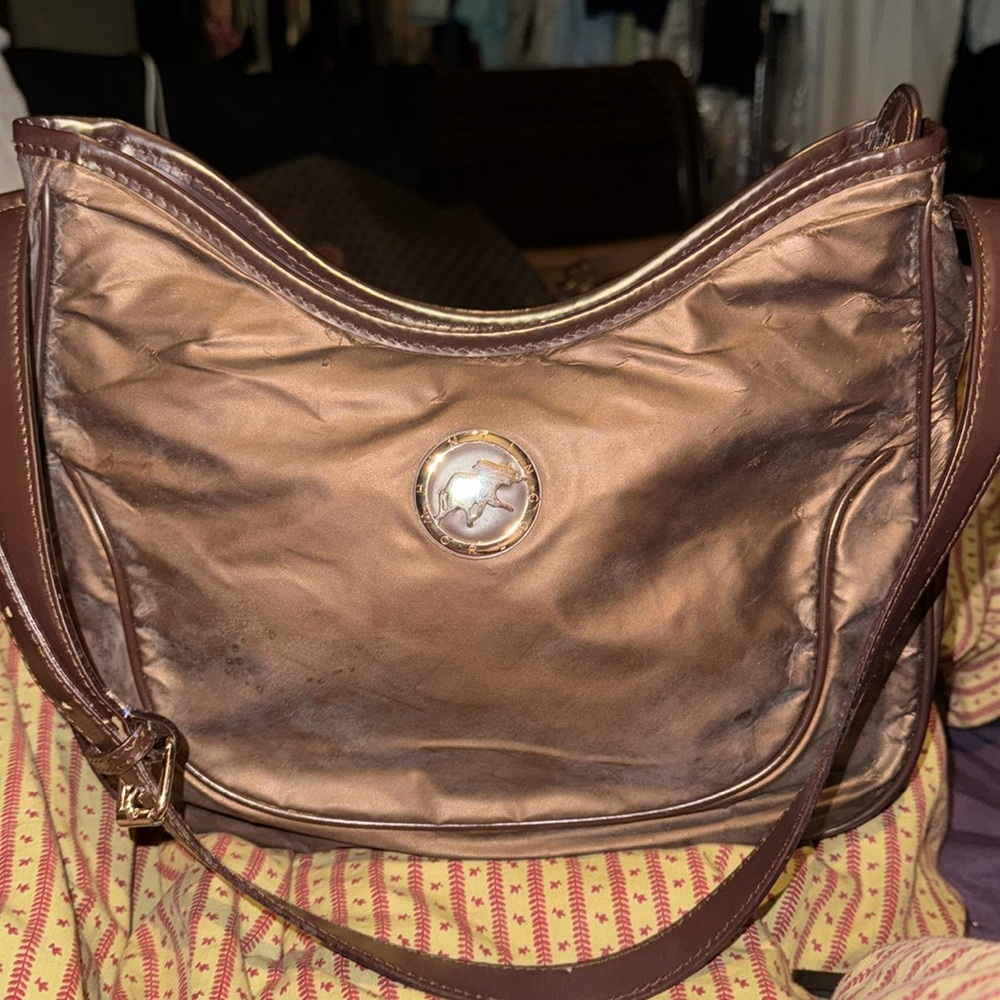 HUNTING WORLD BRONZE BAG ;PERFECT CONDITION;HAS SPARKLE & ADJUSTABLE STRAP
